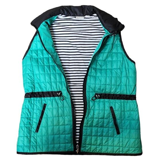Chico's Zenergy Vest Womens Size 1 Green* Black Quilted Full Zip. See Details - Picture 3 of 6